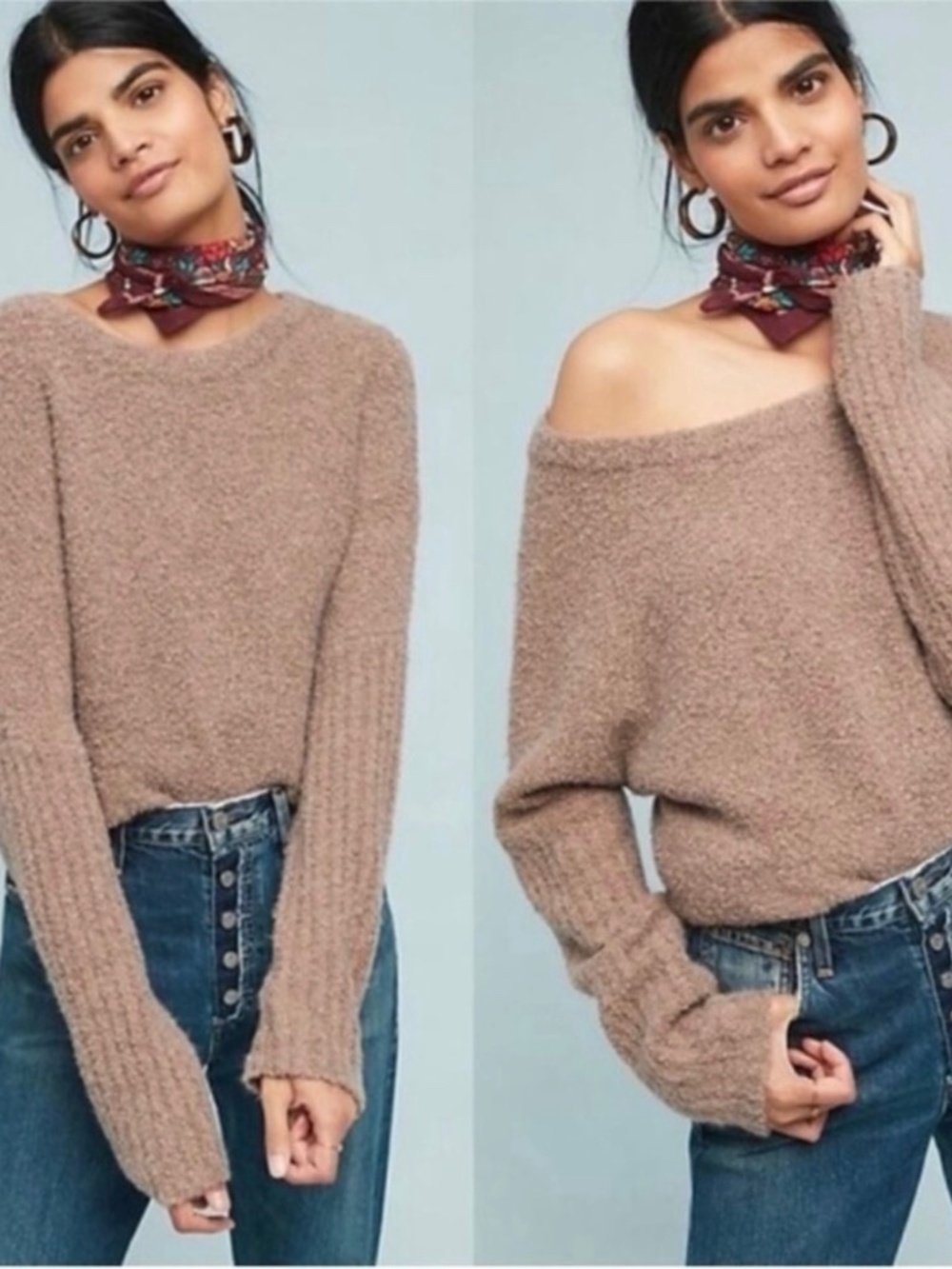 Anthropologie Sleeping On‎ Snow Lavinia Sweater Wool Beige Brown